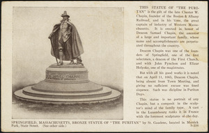 Springfield, Massachusetts, Bronze Statue of "The Puritan" by St. Gaudens, located in Merrick Park, State Street
