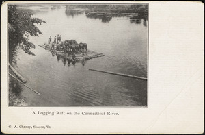A logging raft on the Connecticut River