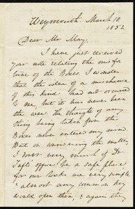 Letter from Anne Warren Weston, Weymouth, [Mass.], to Samuel May, March 10, 1852