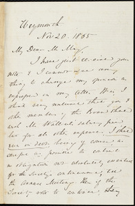 Letter from Anne Warren Weston, Weymouth, [Mass.], to Samuel May, Nov. 20, 1865