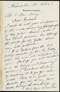 Letter from Anne Warren Weston, Weymounth Landing, [Mass.], to Samuel May and Sarah Russell May, November 15, 1886