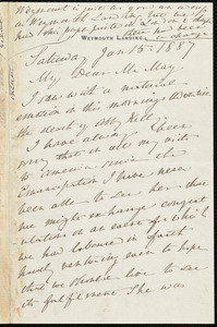 Letter from Anne Warren Weston, Weymouth Landing, [Mass.], to Samuel May, Saturday, Jan. 15, 1887