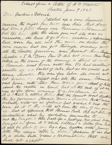 Extract from a letter from Anne Warren Weston, Boston, to Caroline Weston and Deborah Weston, June 9, 1843