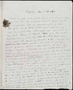 Rough draft of letter from Anne Warren Weston, Boston, to Nathaniel Peabody Rogers, March 14, 1845