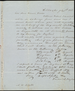 Letter from Frederick Douglass, Holden (Ms) [Mass.], to Anne Warren Weston, July 1st, 1845