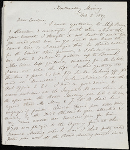 Letter from Anne Warren Weston to Caroline Weston, Wednesday Morning, Feb. 3, 1847