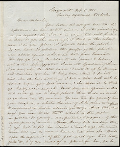 Letter from Anne Warren Weston, Weymouth, [Mass.], to Deborah Weston, Oct. 5, 1841. Tuesday afternoon. 5 o'clock