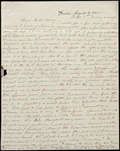 Letter from Anne Warren Weston, Boston, to Mary Weston, Sept 1st, Tuesday morning