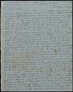 Letter from Anne Warren Weston, Boston, to Deborah Weston, Dec.15, 1836, Thursday evening