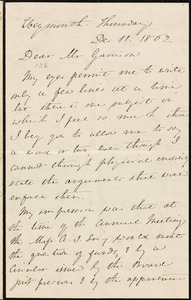 Letter from Anne Warren Weston, Weymouth, [Mass.], to William Lloyd Garrison, Dec. 11, 1862