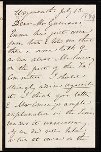 Letter from Anne Warren Weston, Weymouth, [Mass.], to William Lloyd Garrison, July 13, [1863?]