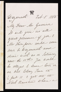Letter from Anne Warren Weston, Weymouth, [Mass.], to William Lloyd Garrison, Feb. 8, 1865