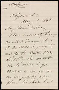 Letter from Anne Warren Weston, Weymouth, [Mass.], to William Lloyd Garrison, May 1, 1868