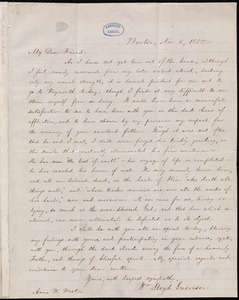 Letter from William Lloyd Garrison, Boston, [Mass.], to Anne Warren Weston, Nov. 6, 1855
