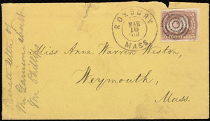 Letter from William Lloyd Garrison, Roxbury, [Mass.], to Anne Warren Weston, March 16, 1868