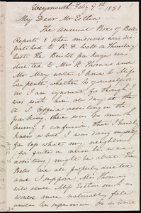Letter from Anne Warren Weston, Weymouth, [Mass.], to John Bishop Estlin, Feb'y 9th, 1850