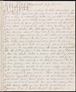 Letter from Anne Warren Weston, Weymouth, [Mass.], to Mary Anne Estlin, July 19, 1852