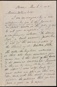 Letter from Anne Warren Weston, Rome, [Italy], to Alexander von Humboldt, March 11, 1858