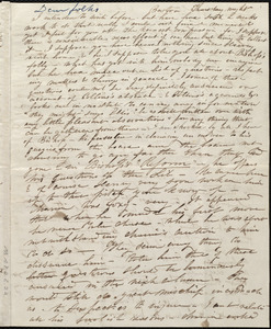Incomplete letter from Caroline Weston, Boston, [Mass.], Thursday night, [3 Dec. 1840?]
