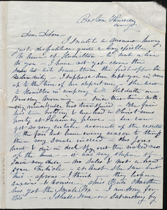 Letter from Caroline Weston, Boston, [Mass.], to Deborah Weston, Thursday evening, [Dec. 26, 1839?]