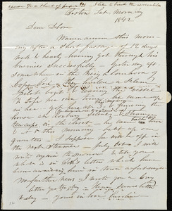 Letter from Caroline Weston, Boston, [Mass.], to Deborah Weston, Sat. morning, [June 18?], 1842