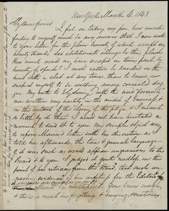Incomplete letter from James Sloan Gibbons, New York, to Caroline Weston, March 6, 1843