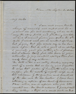 Letter from John Parker Hale, Dover, NH, to Caroline Weston, September 11, 1846