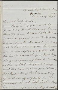 Letter from Mary Anne Estlin, 22 Cecil Street, Strand, London, [England], to Caroline Weston, Thursday, Sep. 2, 1852
