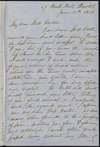 Letter from Rebecca Whitelegge, 47 Park Street, Bristol, [England], to Caroline Weston, June 15th, 1856