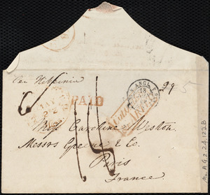 Envelope from Anne Warren Weston, Paris, France, to Caroline Weston, [1849 May 22]