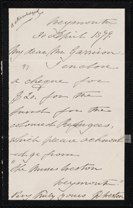 Letter from Deborah Weston, Weymouth, [Mass.], to William Lloyd Garrison, 30 April 1879