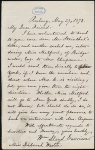 Letter from William Lloyd Garrison, Roxbury, [Mass.], to Deborah Weston, May 29, 1878