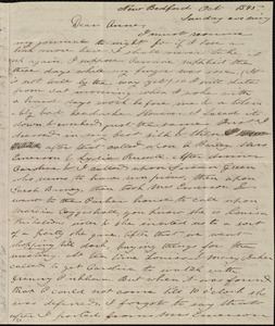 Letter from Deborah Weston, New Bedford, [Mass.], to Anne Warren Weston, Oct. 1845, Sunday evening