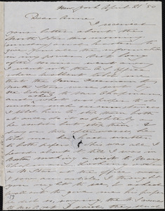Letter from Deborah Weston, New York, to Anne Warren Weston, April 21, [18]50