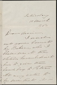 Letter from Deborah Weston, [Boston, Mass.], to Maria Weston Chapman, Saturday, 10 March 1860
