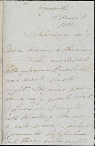 Letter from Deborah Weston, Weymouth, [Mass.], to Maria Weston Chapman and Anne Greene Chapman Dicey, 16 March 1861, Saturday m'g [morning]
