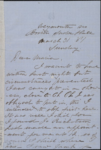 Letter from Deborah Weston, Weymouth & Boston, Tudor Hall, to Maria Weston Chapman, March 31, [18]61, Sunday