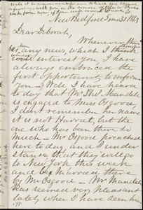Letter from Joseph Ricketson, New Bedford, [Mass.], to Deborah Weston, 5 mo[nth] 31 [day] 1863