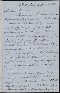 Letter from John Bishop Estlin, Park Street, [Bristol, England], to Emma Forbes Weston, Oct. 3rd, 1851