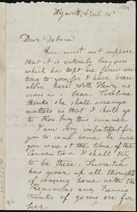 Letter from Emma Forbes Weston, Weymouth, [Mass.], to Deborah Weston, April 18, [1839?]