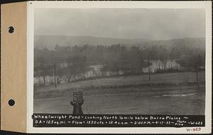 Wheelwright Pond, looking north 1/2 mile below Barre Plains, drainage area = 125 square miles, flow = 1550 cubic feet per second = 12.4 cubic feet per second per square mile, Hardwick, Mass., 2:00 PM, Apr. 17, 1933