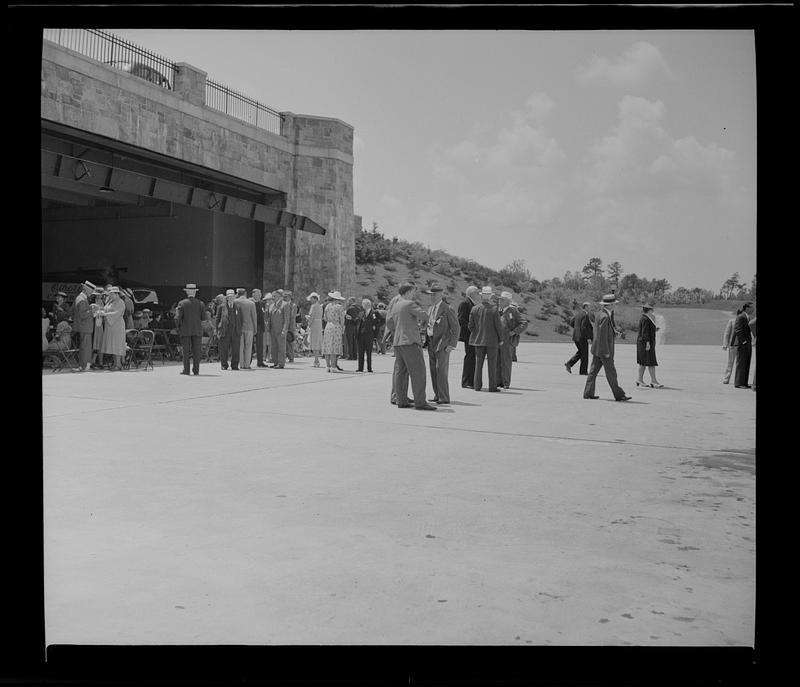 Luncheon after the Winsor Memorial Dedication, Quabbin Administration Building, seaplane hangar, outside, Quabbin Reservoir, Belchertown, Mass., June 17, 1941