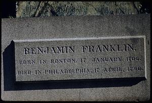 Plaque, Ben Franklin statue
