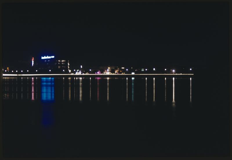 Night scene, Cambridge from Boston