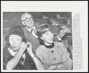 Play’s The Thing--Former model Bettina, right, mentioned in the will of Aly Khan yesterday, attends rehearsal of Marcel Achard’s new play, “L’ Idiote” at the Antoine Theater in Paris tonight. Seated with her are Simone Berriau, left, the theater’s director, and playwright Achard. Bettina will receive sum of $280,000 and a mansion in terms of will. She was with Aly in May auto accident, as result of which he died.