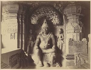 Sculpture of Indra in Indra Sabha Jain Cave Temple (Cave XXXII), Ellora