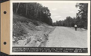 Contract No. 60, Access Roads to Shaft 12, Quabbin Aqueduct, Hardwick and Greenwich, looking back (westerly) from Sta. 91+00, Greenwich and Hardwick, Mass., Jun. 15, 1938