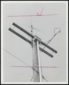 New Weather forecasting device is the telephone pole, one of 25 in eastern Massachusetts quipped with monitoring instruments in Air Force experiment.