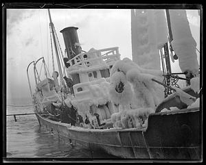 Ice covered trawler