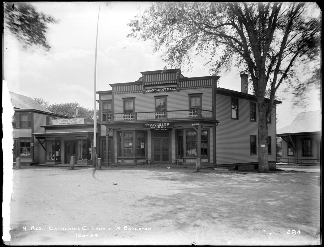 Wachusett Reservoir, Catherine C. Lourie's store, on south side of Clarendon Street, from the north, West Boylston, Mass., Jul. 11, 1896